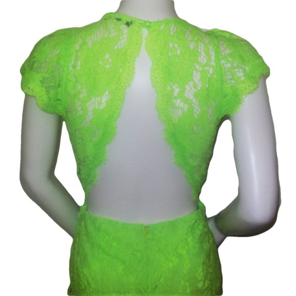 Dress Lace Lime Green Minidress open back Clubwear party night out NWT - Picture 6 of 6